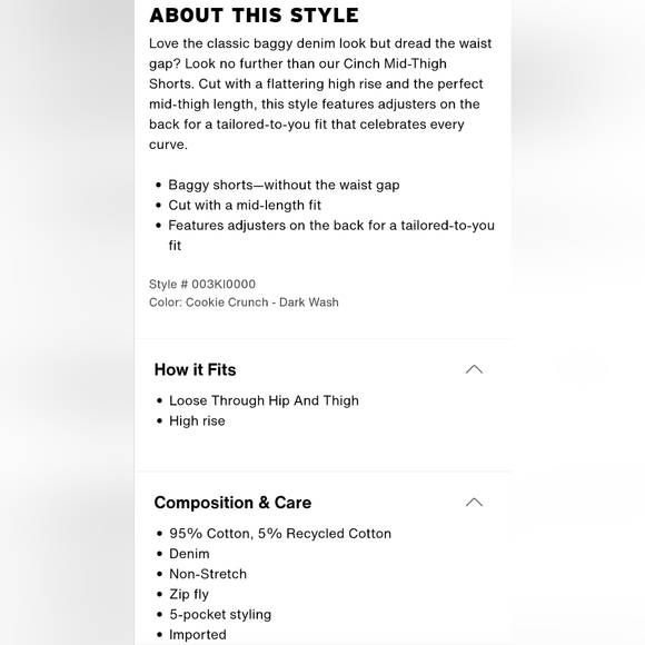 Levi's Cinch Mid-Thigh Short in Cookie Crunch - Picture 8 of 8